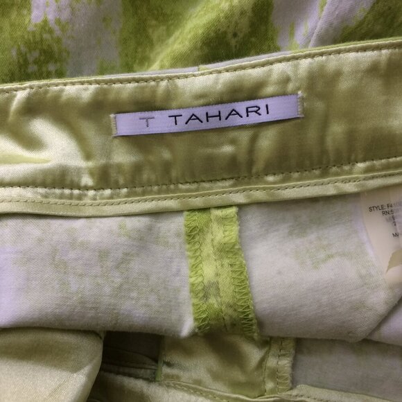 T Tahari Cropped Capri Pants Abstract Tie Dye Print Lightweight Green Stretch 16 - Picture 4 of 5